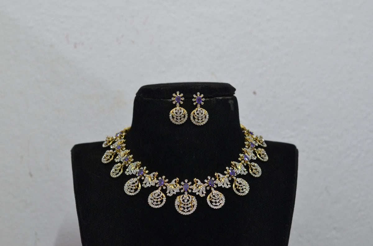 NECKLACE Necklace 961 SHORT- NE961 DIAMOND EMETHYST PURPLE