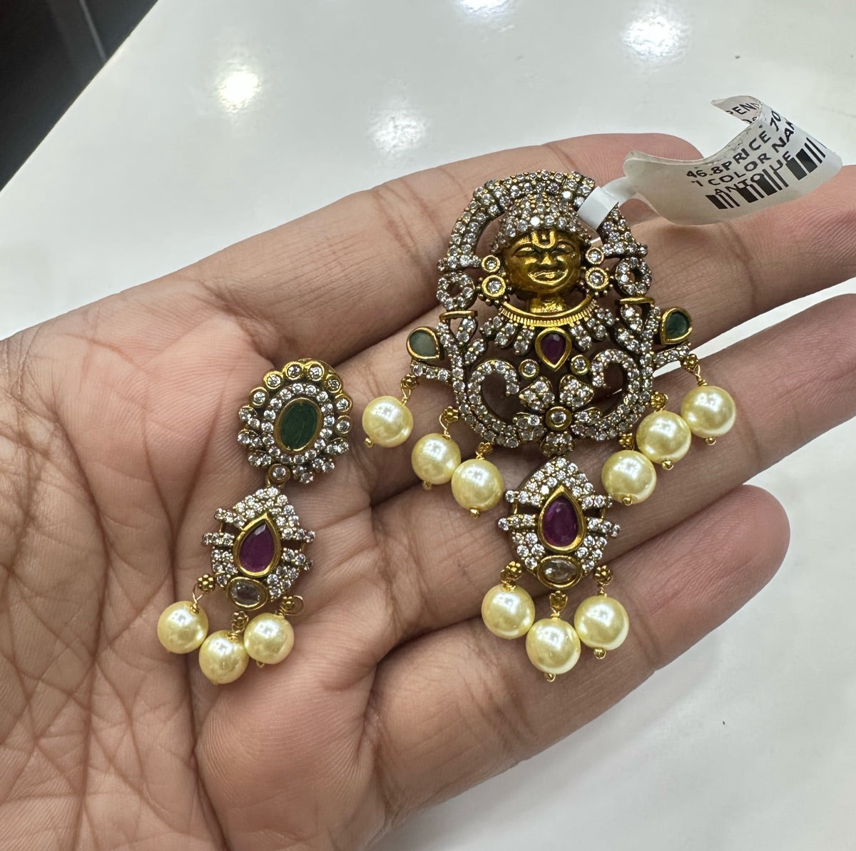 PENDANT SET / LOCKETS PS033 NAKSHI ANTQIUE MULTI COLOR