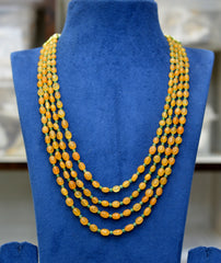 BEADS MALA AND CHAINS yellow 4lines YELLOW 18-20