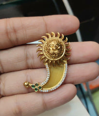 PENDANT SET CHAINS pENDANT 142 NAKSHI ANTQIUE EMERALD