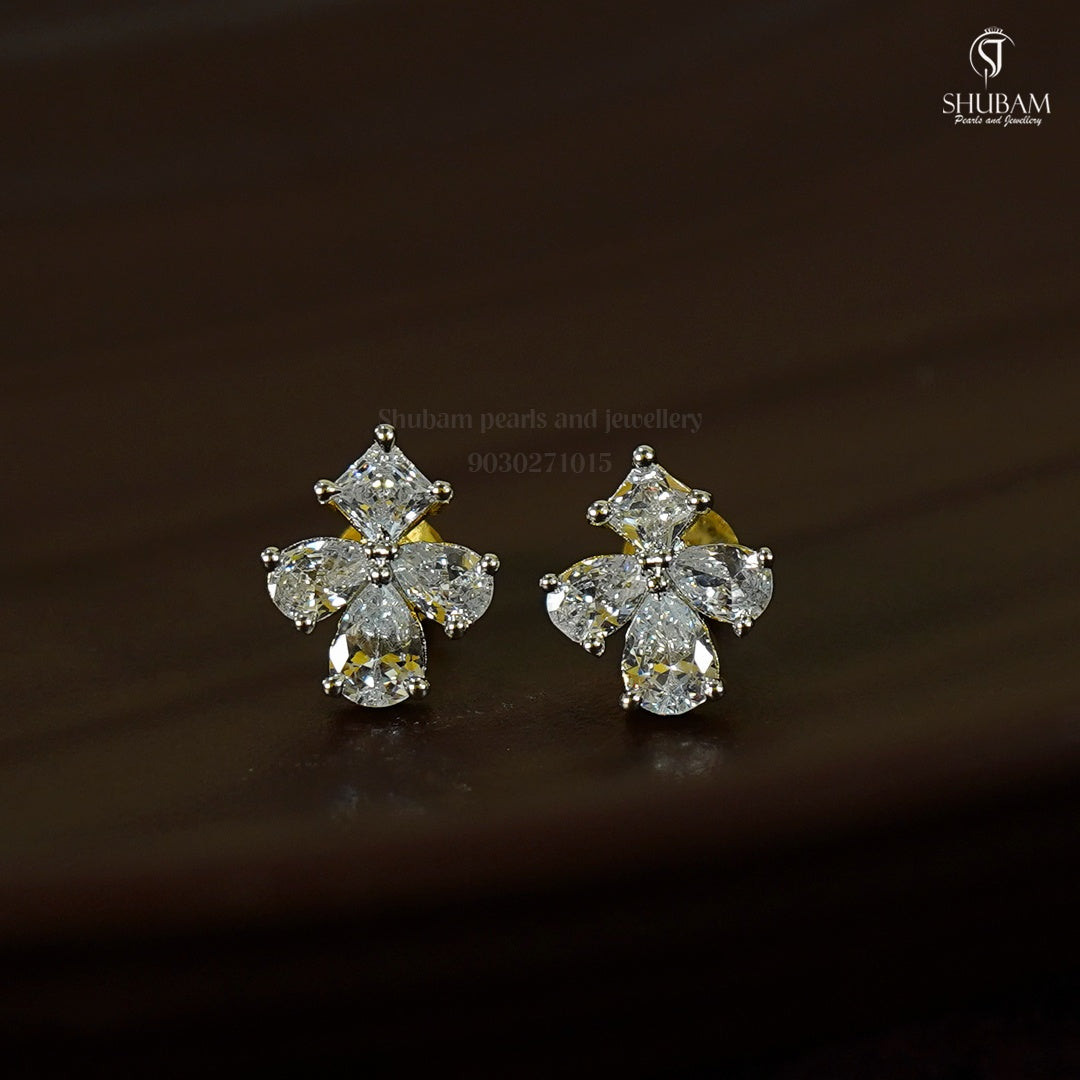 Earring Eartops 117 DIAMOND DUAL PLATING DIAMOND LOOK