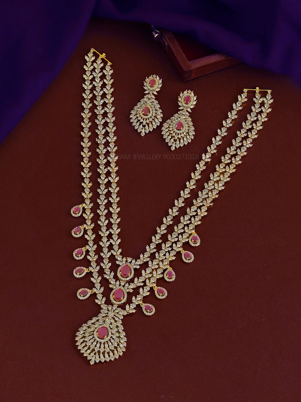 NECKLACE nk139 DIAMOND  RUBY layers