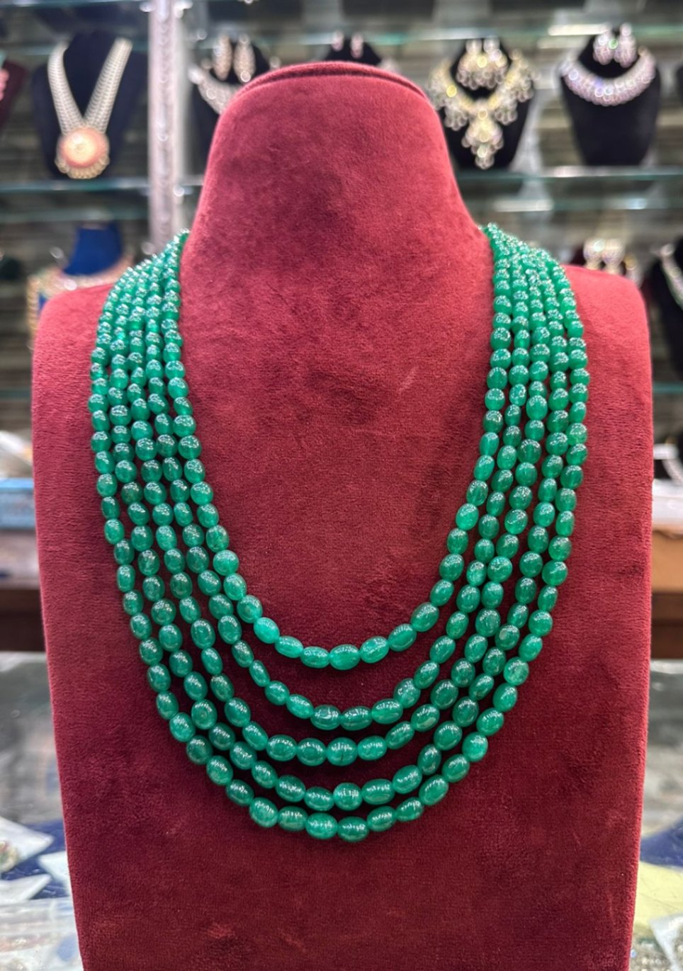 BEADS MALA AND CHAINS Russian beads mala 5 lline - RUE4 Russian Green 22-24