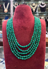 BEADS MALA AND CHAINS Russian beads mala 5 lline - RUE4 Russian Green 22-24