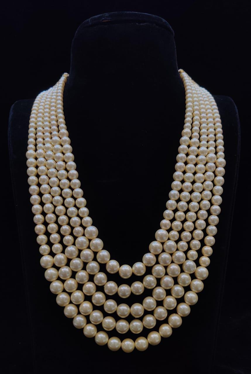 BEADS MALA AND CHAINS CREAM PEARLS mala YELLOW 22-24