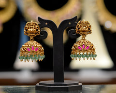 Earring jhumka 097 NAKSHI JADAU MIX RUBY