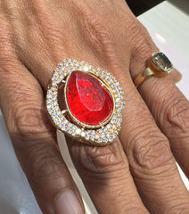 FINGERRING Finerring 54 GOLDEN STONE RUBY