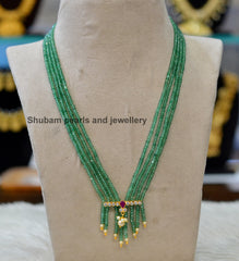 BEADS MALA AND CHAINS CZ hanging set 1 Russian Green 16-18 Inch