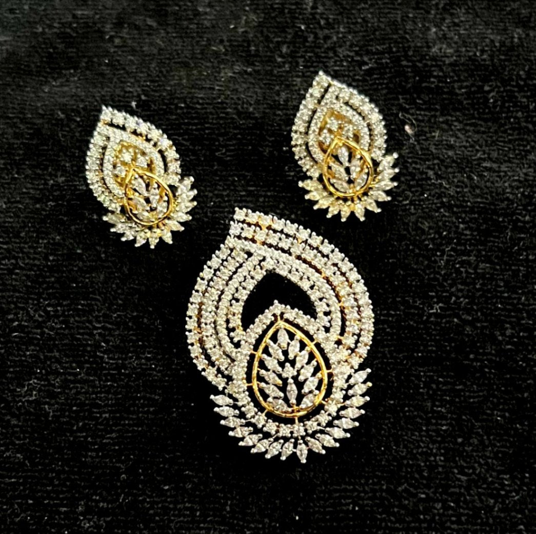 PENDANT SET CHAINS PS095 DIAMOND  WHITE