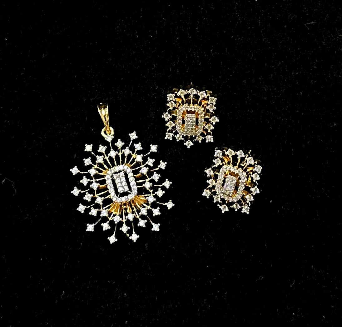 PENDANT SET / LOCKETS pendant set 238 DIAMOND DUAL PLATING DIAMOND LOOK