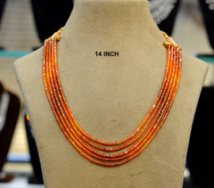 BEADS MALA AND CHAINS Cz mala 14 inch multi Orange 14 INCH
