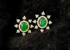 Earring eartops 082 DIAMOND EMERALD