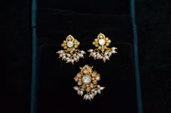PENDANT SET / LOCKETS PS079 MOZONITE WHITE - WH RICE DROPS