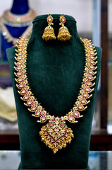 NECKLACE Long Kempu mango set peacock - KET - KEET KEMPU MULTI COLOR