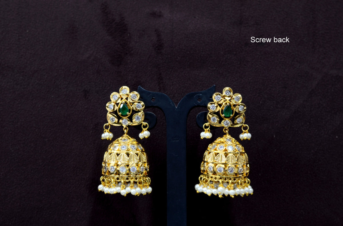 Earring Earrings 027 GOLDEN STONE EMERALD