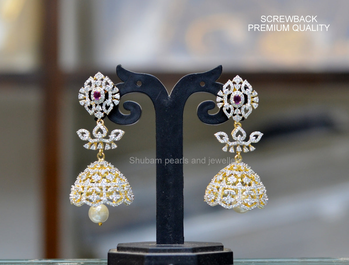 Earring Jhumka 115 DIAMOND RUBY