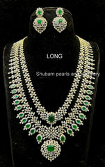 NECKLACE Long DIAMONK LOOK LAYER SET NE531 - DI531 DIAMOND EMERALD