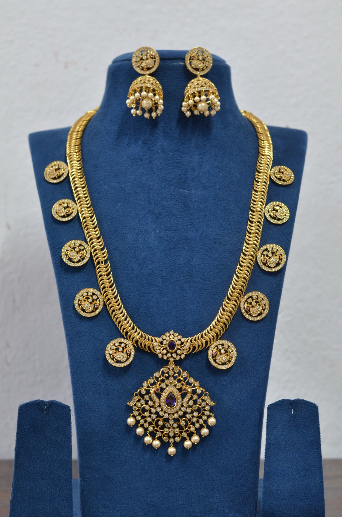 NECKLACE LONG Necklace 932 - NE932 GOLDEN STONE EMETHYST PURPLE