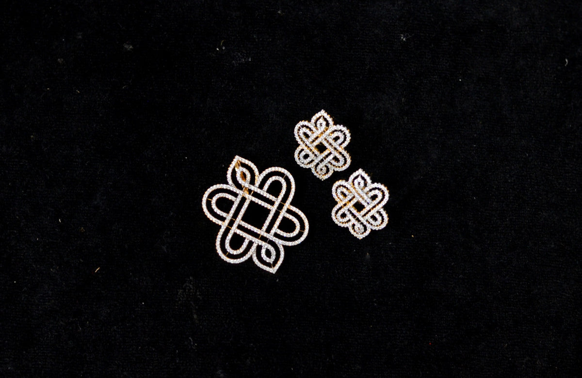 PENDANT SET / LOCKETS Ps028 DIAMOND DUAL PLATING DIAMOND LOOK