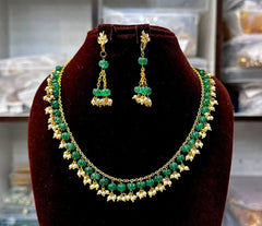 BEADS MALA AND CHAINS beads mala starwbery EMERALD SHORT
