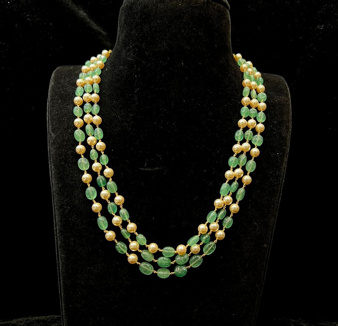 BEADS MALA AND CHAINS Natural beads mala 003 Russian Green 22-24