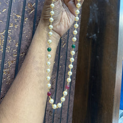 BEADS MALA AND CHAINS PEarls chain swaroski 8mm  MULTI COLOR 22-24