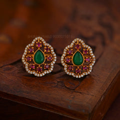 Earring Eartops 222 GOLDEN STONE MULTI COLOR