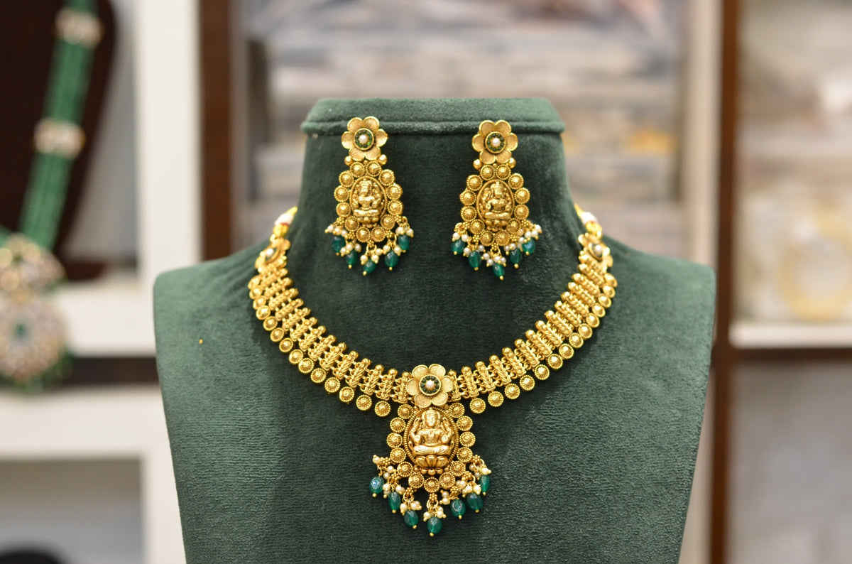 NECKLACE nk418 NAKSHI ANTQIUE EMERALD