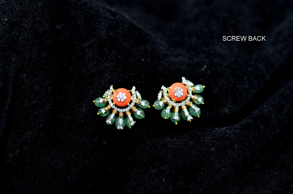 Earring ER017 DIAMOND  EMERALD