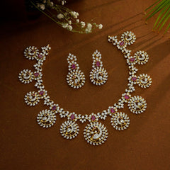 NECKLACE CZ bottu mala DIAMOND RUBY