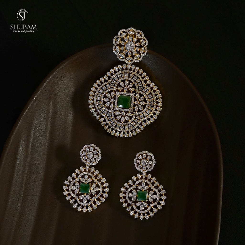 PENDANT SET CHAINS pendant set 196 DIAMOND EMERALD