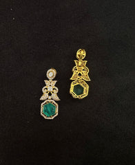 PENDANT SET / LOCKETS PS035 MOZONITE ANTIQUE LOOK- EMERALD