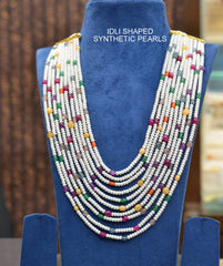 BEADS MALA AND CHAINS navratna pearls mala MULTI COLOR 22-24