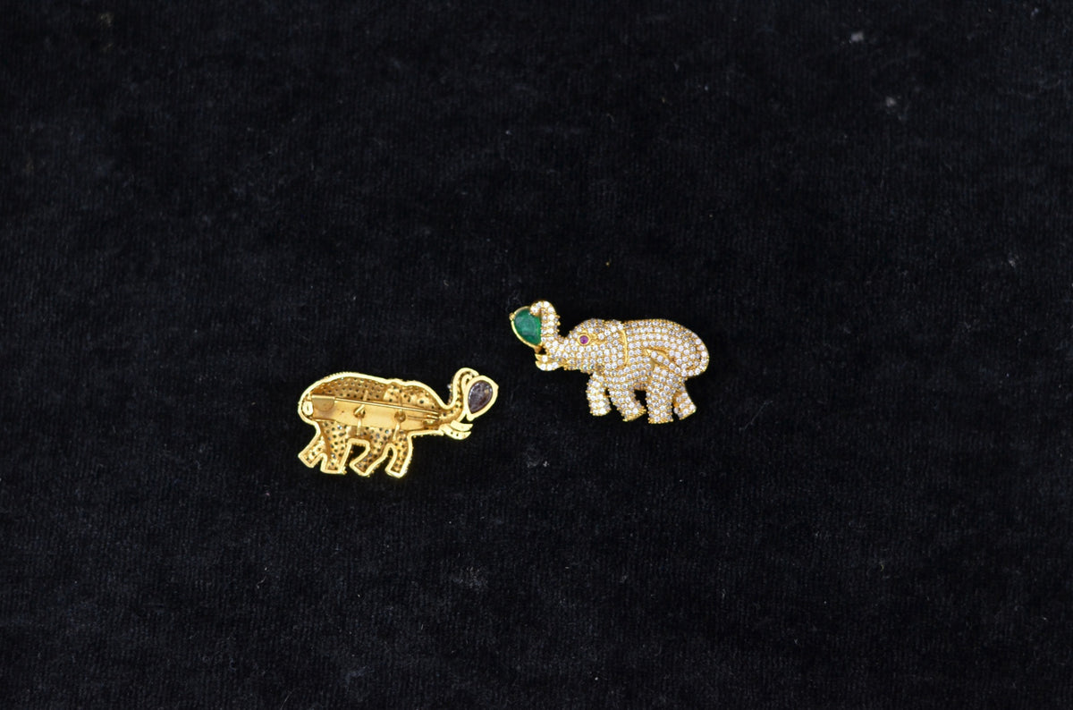 ACCESSORIES  BROUCHE 007 SMALL GOLDEN STONE EMERALD