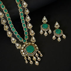 NECKLACE Necklace Long 736 - NE736 Mozonite With Victorian Polish EMERALD