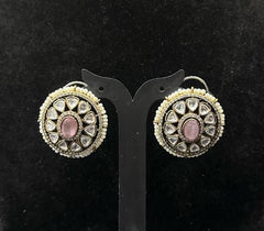 Earring Eartops 043 MOZONITE MINT PINK
