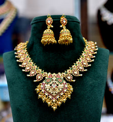 NECKLACE Kempu mango set peacock - KET KEMPU MULTI COLOR