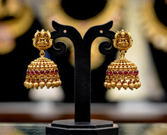 Earring Jhumka 091 NAKSHI KEMPU GOLDEN