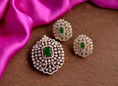 PENDANT SET CHAINS Necklace 213 DIAMOND EMERALD