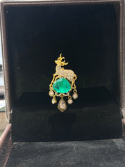ACCESSORIES  Brouche 012 MOZONITE MEDIUM SIZE & EMERALD COLOUR