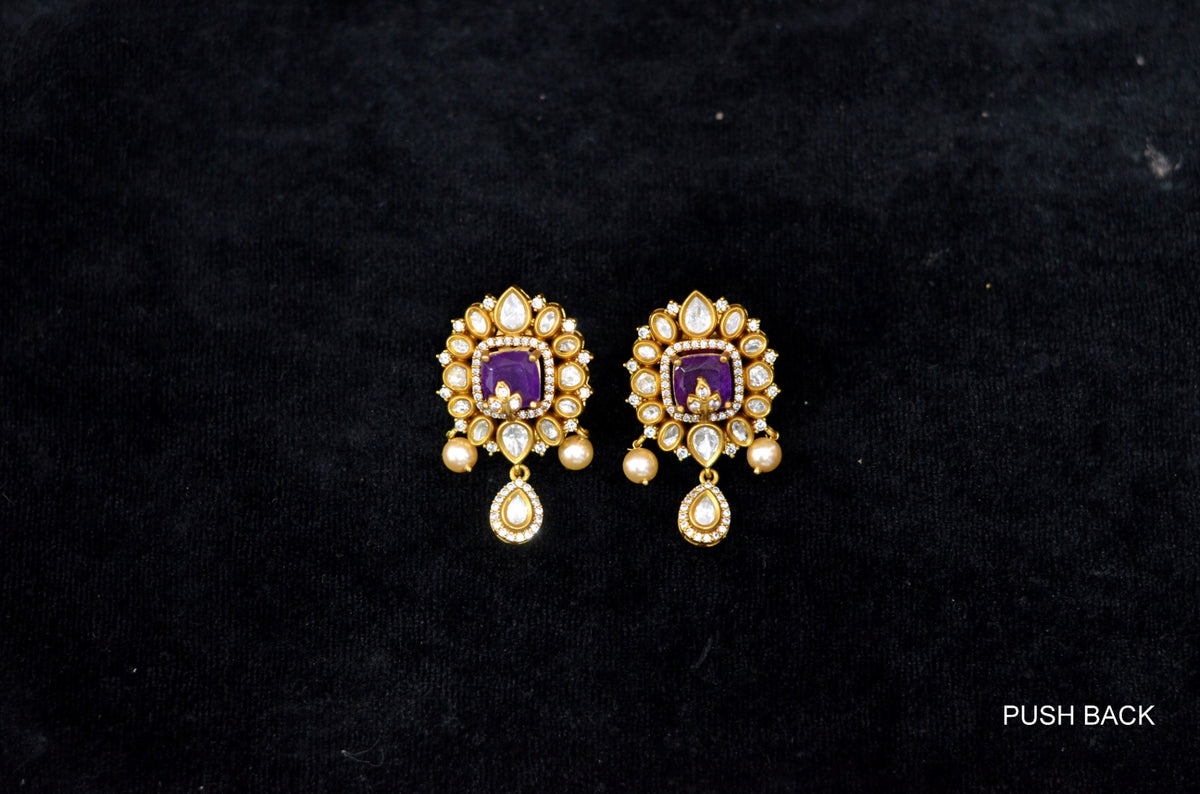 Earring Eartops 237 MOZONITE EMETHYST PURPLE
