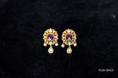 Earring Eartops 237 MOZONITE EMETHYST PURPLE