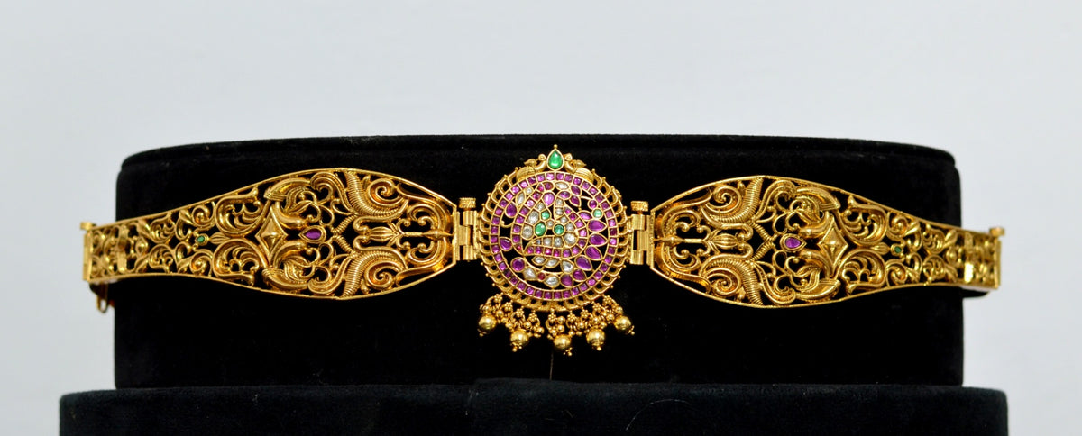 Kempu Golden Vaddanam Waist Belt — 1 Gram Gold Plated South Indian Imitation Jewellery