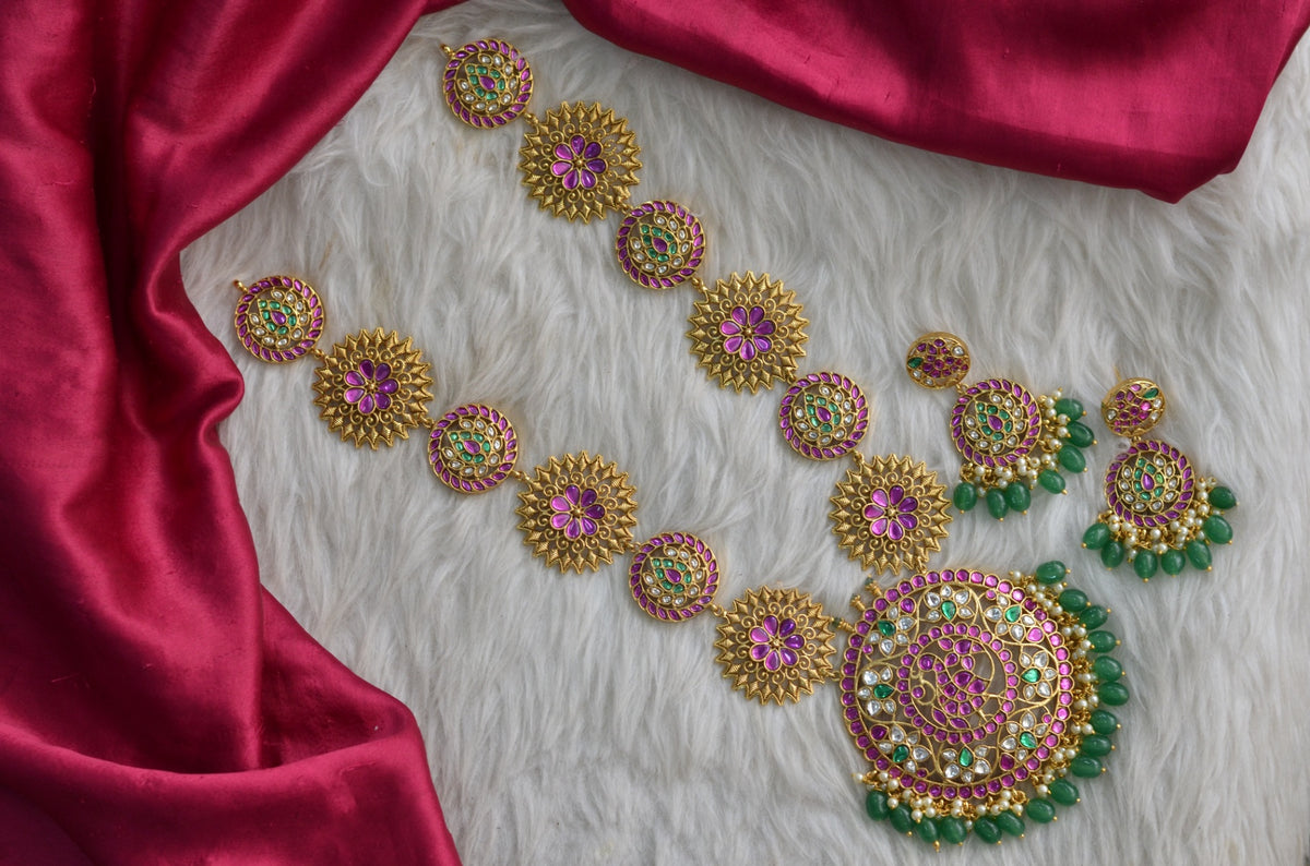 NECKLACE necklace 623 Jadau Look Kemp Stone EMERALD
