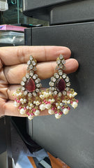 Earring Earrings 027 Mozonite With Victorian Polish RUBY