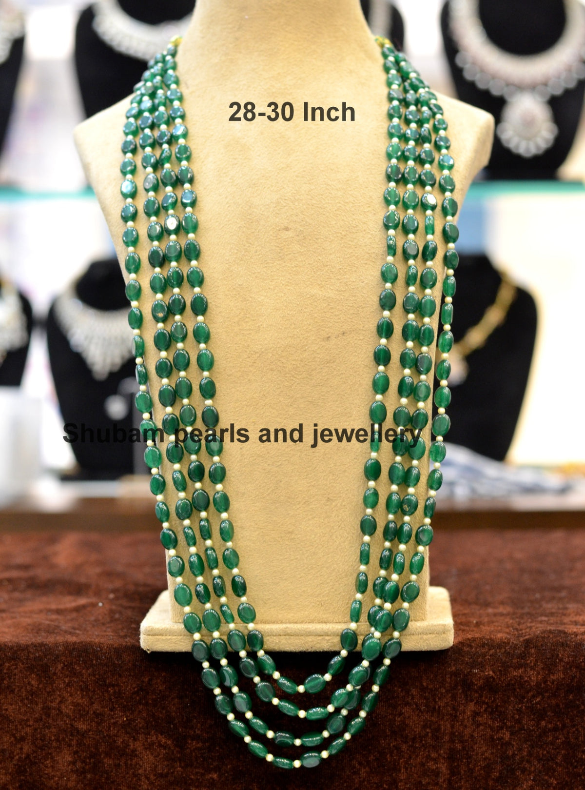 BEADS MALA AND CHAINS ONEX BEADS MALA 030 EMERALD 22-24