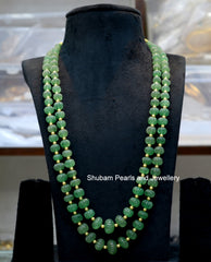BEADS MALA AND CHAINS  Kharbuja Beads Mala EMERALD 11-12 INCH