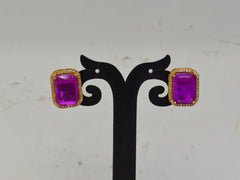 Earring Eartops 126 GOLDEN STONE EMETHYST PURPLE