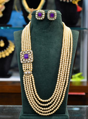 BEADS MALA AND CHAINS Side brouche 001 swaroski EMETHYST PURPLE Long