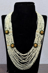 BEADS MALA AND CHAINS Laxmi with Poth EMERALD AND PEARLS 11-12 INCH